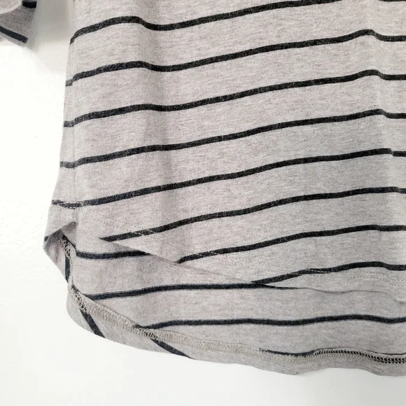 Anthropologie Dolan Small Binny Top Gray Striped Ruffle Shoulder - Picture 8 of 11